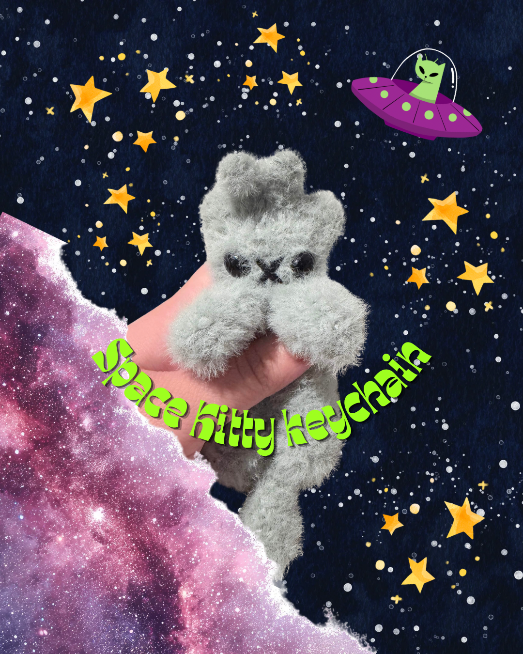 Space Kitty keychain